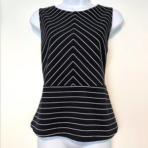 Ann Taylor Petite - Striped Ponte Peplum Career Top